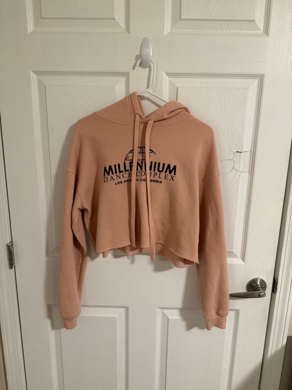 Millennium Dance lLight pink Cropped Hoodie with Black Logo